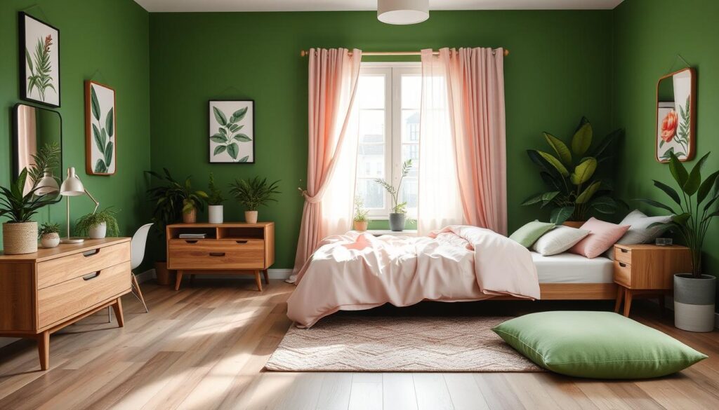 Green & Pink Bedroom Decorating Ideas