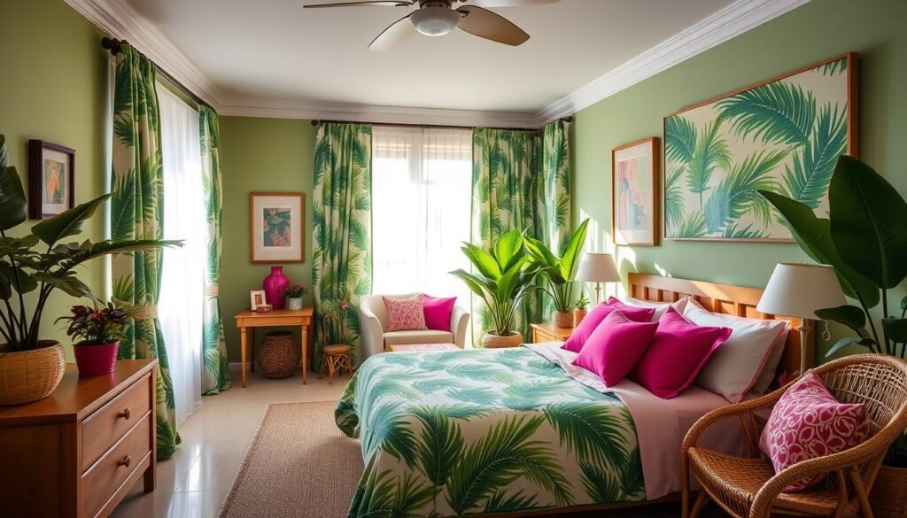 Green & Pink Bedroom Decorating Ideas